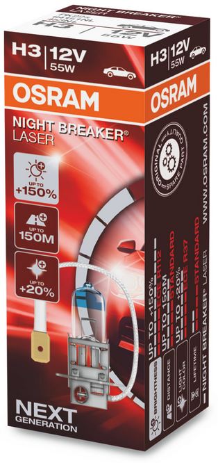 H3 Osram, 12V 55W PK22S NL, Night Breaker Laser